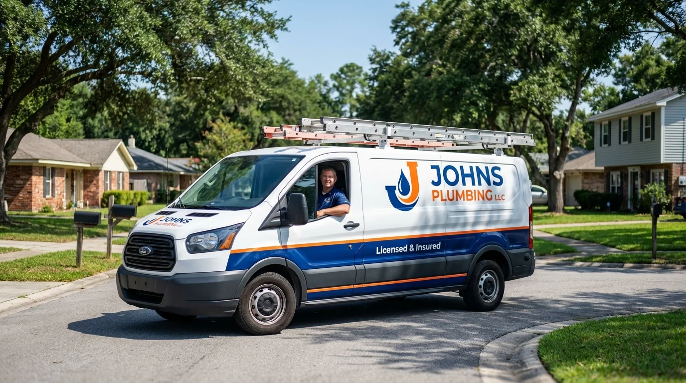Johns Plumbing LLC service van in Labadieville, LA