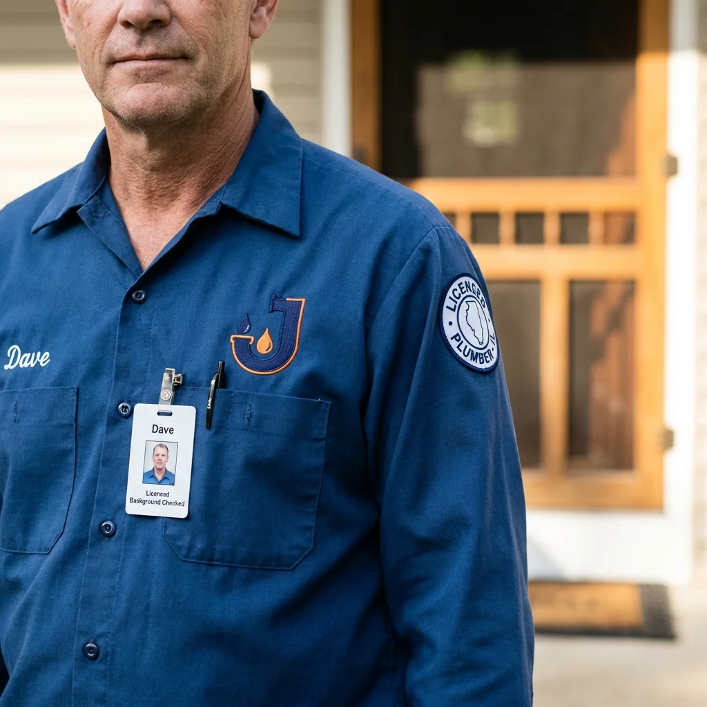Licensed plumber showing ID badge in Labadieville, LA