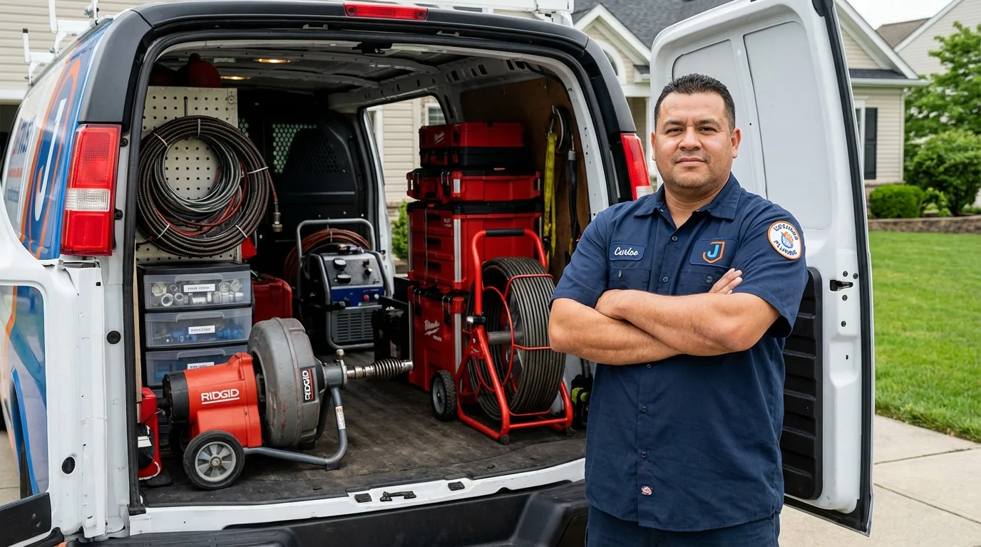 Professional drain cleaning equipment and Johns Plumbing LLC plumber in Labadieville