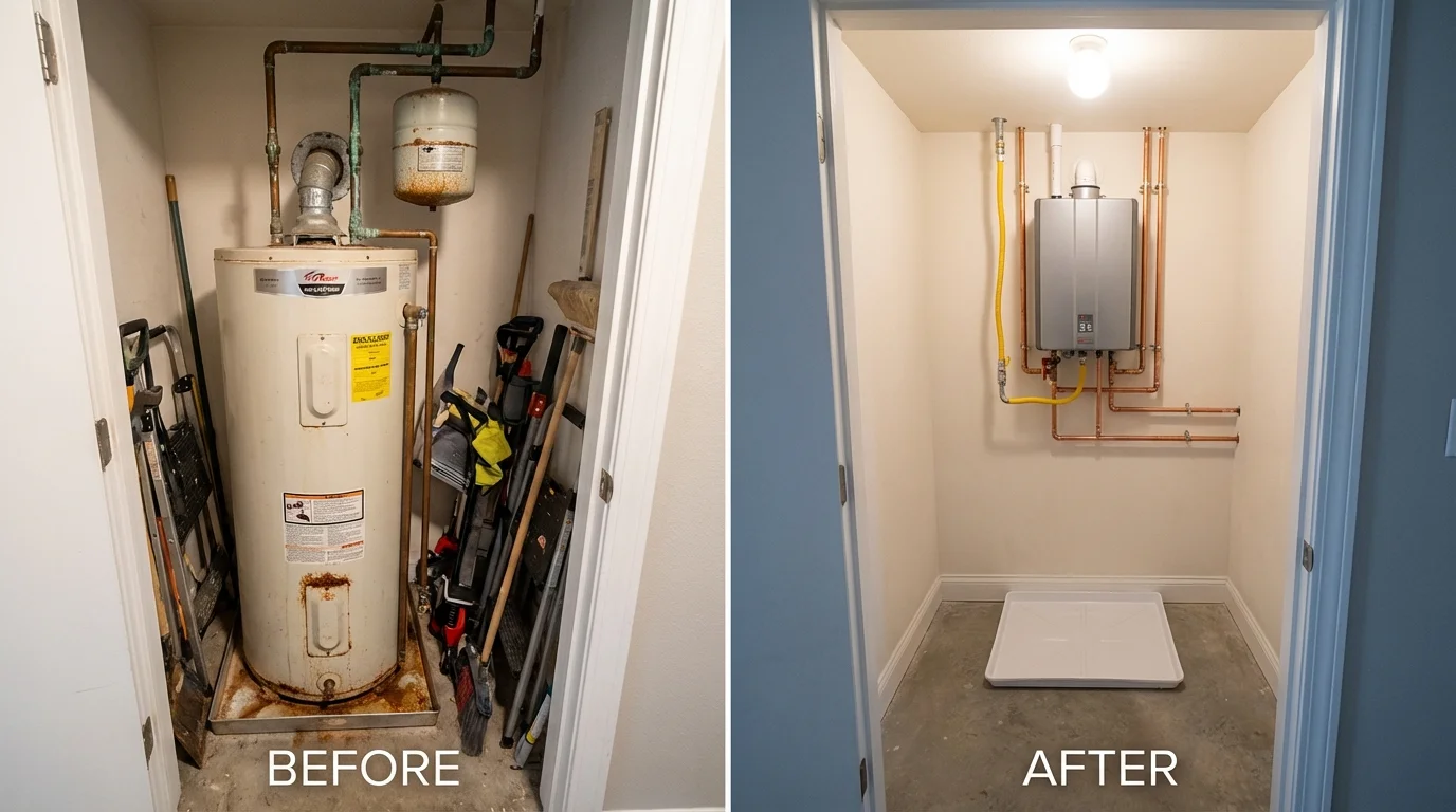 Tank water heater versus wall-mounted tankless unit comparison for Labadieville, LA homeowners