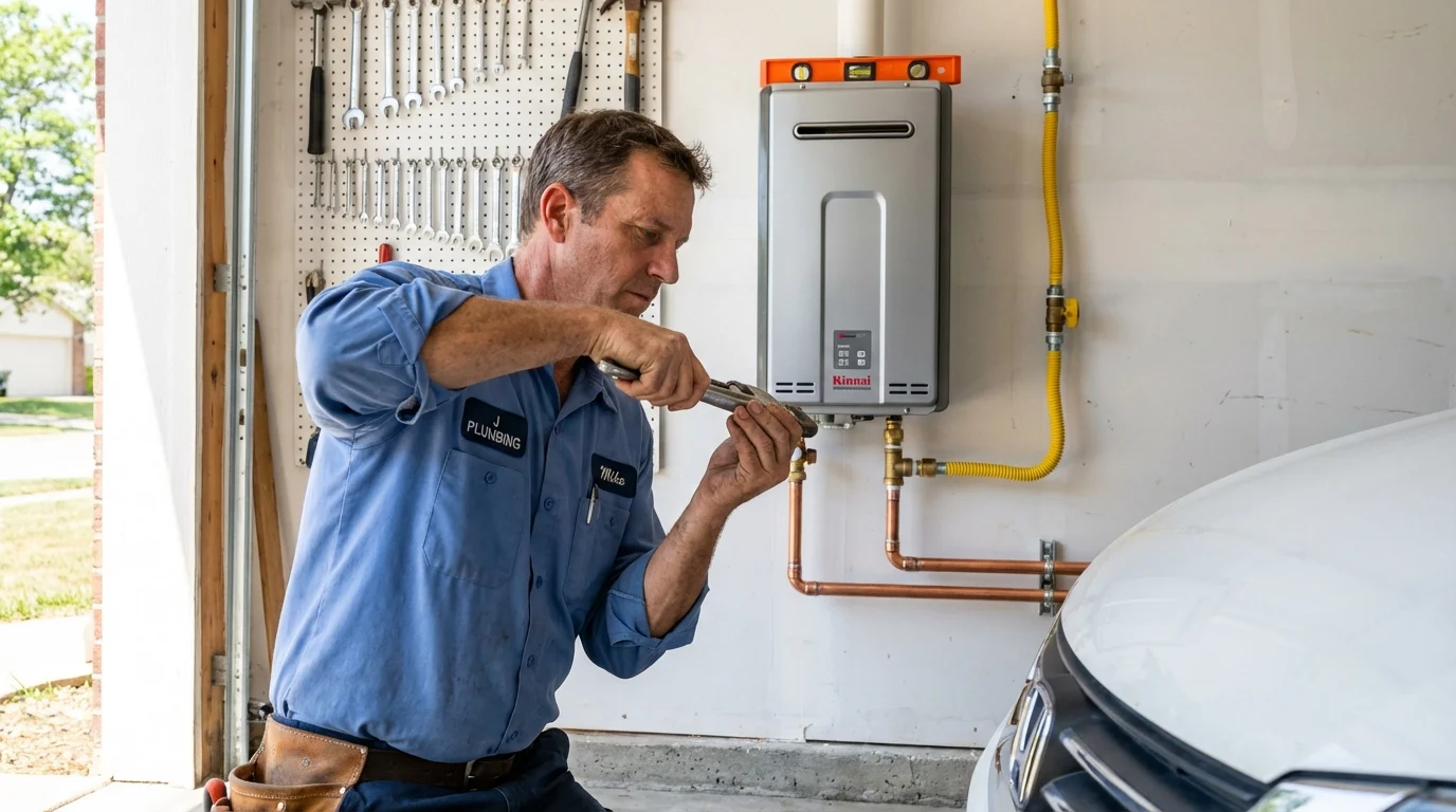 Tankless water heater installation by a Johns Plumbing LLC plumber in Labadieville